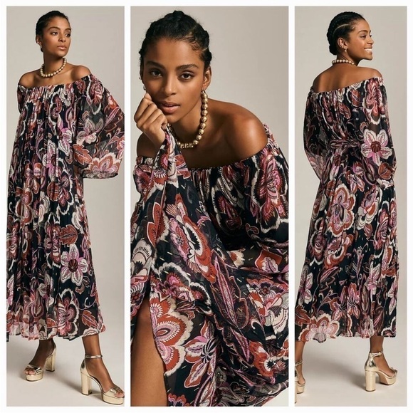 Anthropologie Sweeping Off-The-Shoulder Dress - Picture 2 of 9